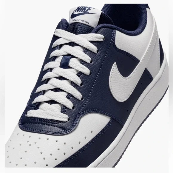 Nike Court Vision Low Men Sneakers, Midnight Navy Blue White, Size 14M - Picture 7 of 8